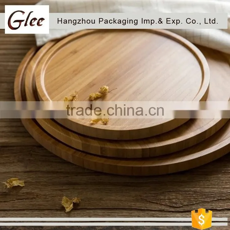 Custom round finish bamboo tray
