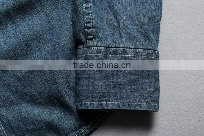 Men denim shirts, long sleeve shirt with embroidery, Men vintage denim shirt,washed denim shirts
