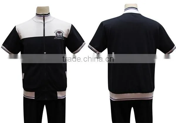 High Quality Cheap China Wholesale Men T Shirt Suit Set Custom Logo Zipper Up