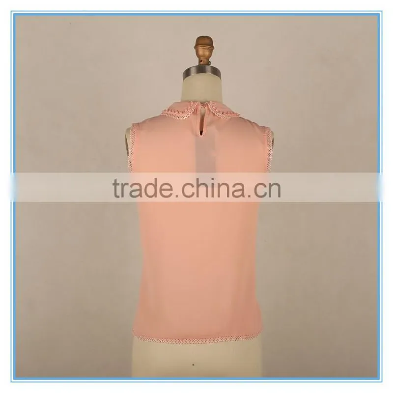 Latest Design Girls Sleeveless Top Kid Clothes 2016 Summer Beaded Design