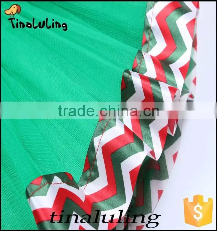 2016 latest new arrival tulle skirts kids christmas green tutus baby pettiskirts with satin ribbons