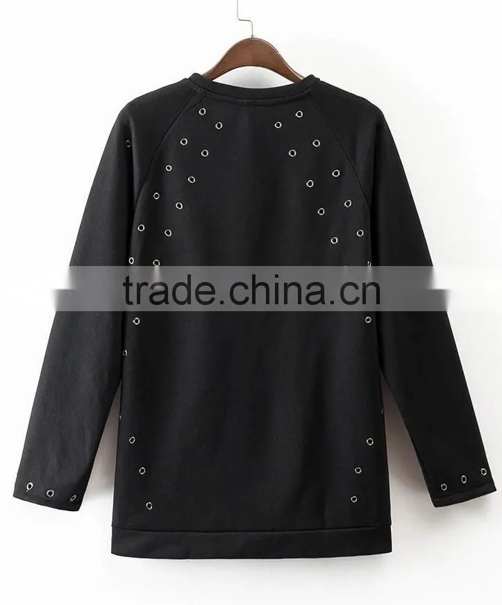 Runwaylover EY2355B Europe Style 2017 Ladies Fashion Hollow Out Pullover Hoodie