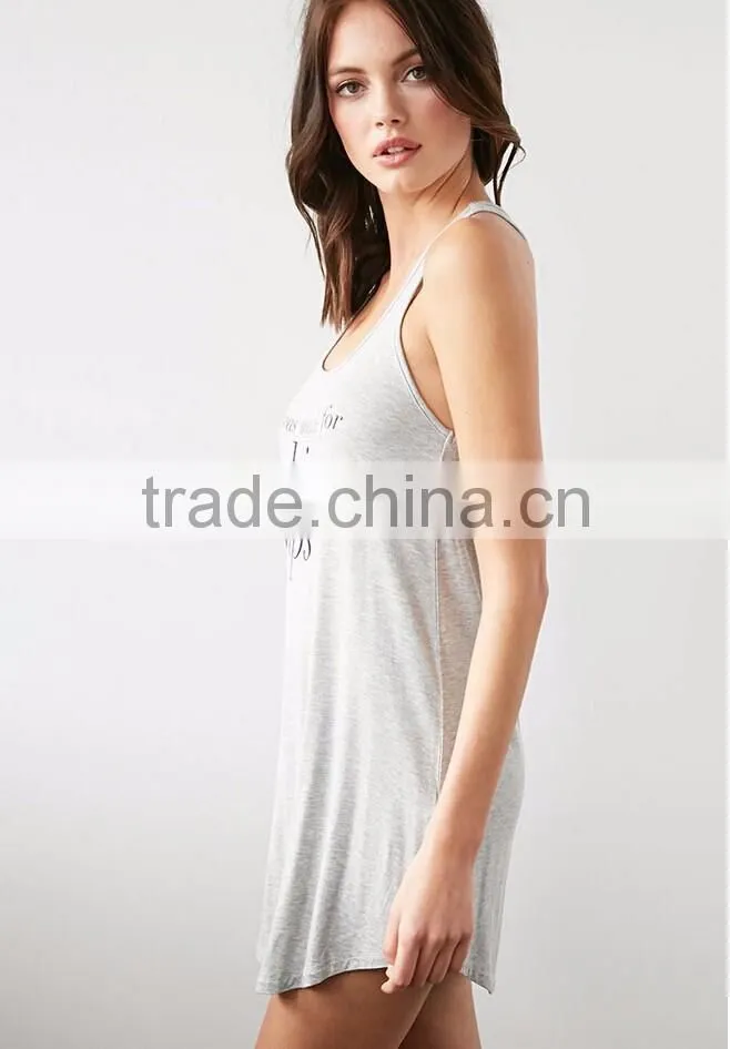 2016 Unlined sleeveless custom print racerback sleeping women dress night dress