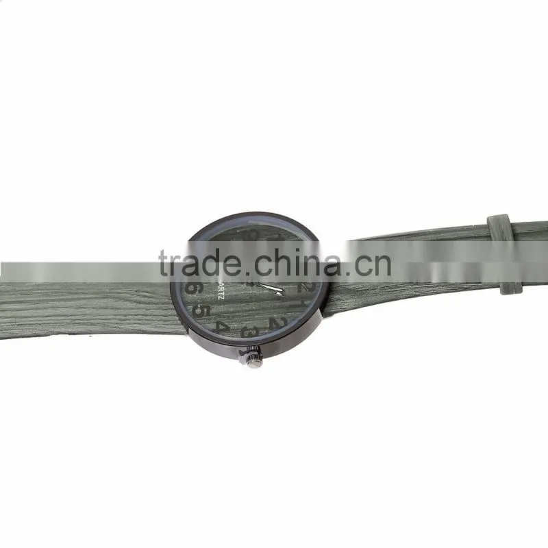2017 Classical Round Gray Leather Watch Wholesale,Wood Watch