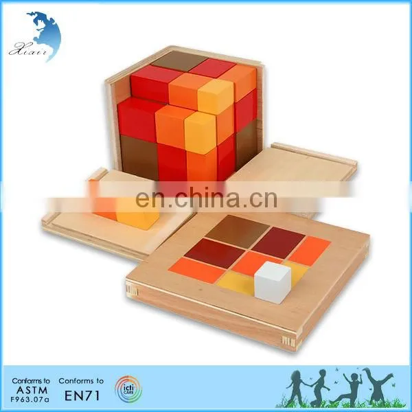 Preschool Wooden Educational Montessori Material EN71 Mathematic Toy Arithmetic Trinomial Cube