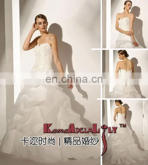 EB1884-1582 Hot sale dimple fishtail Wedding dress organza evening dress