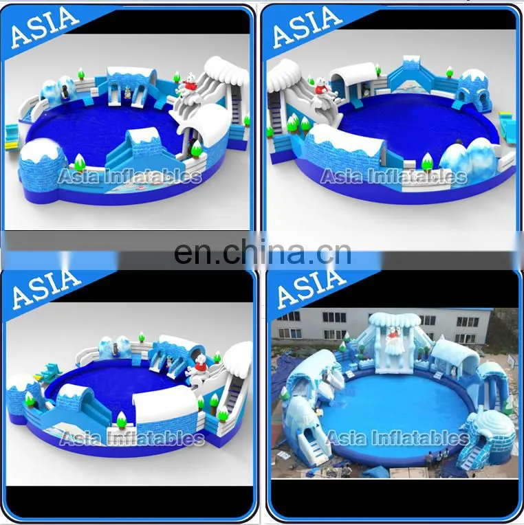 commercial cheap and customized giant inflatable water park price, land amusement park