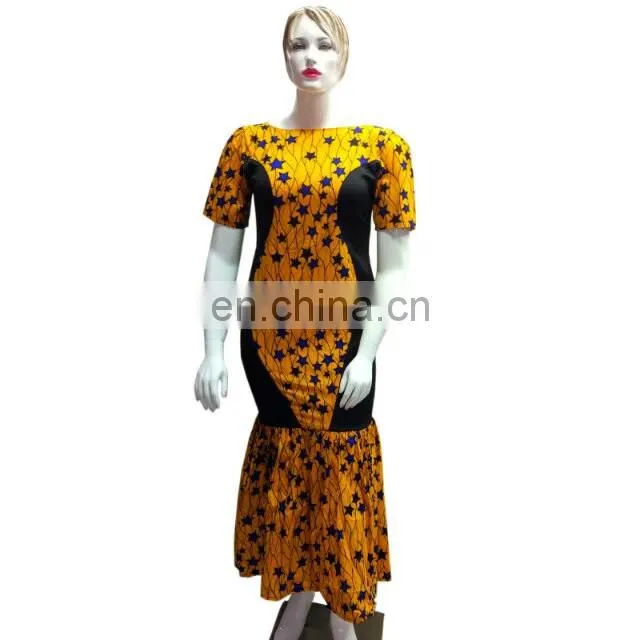 High quality african style wax fabric african long wax dresses
