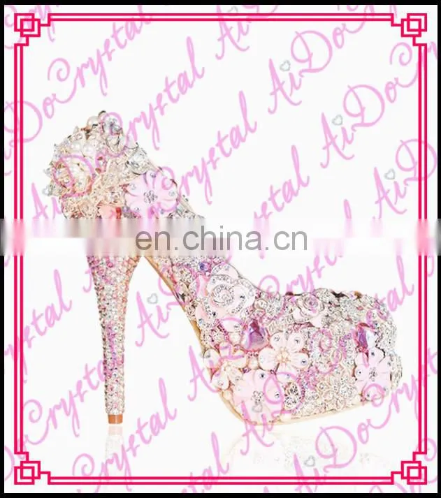 Aidocrystal Pink Luxury handmade crystal Platform wedding Shoes,China Womens Shoes,Women Shoes High Heels