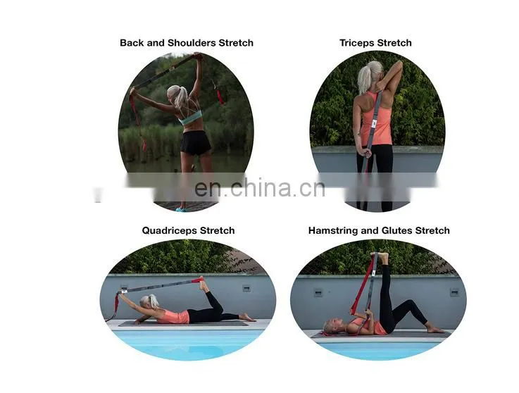 Yoga Workout Elastic Nylon Ballet Stretch Strap Band with 10 Flexible Loops