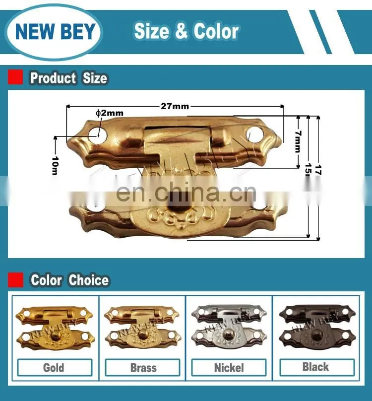 Custom design golden metal box hardware,gift box lock