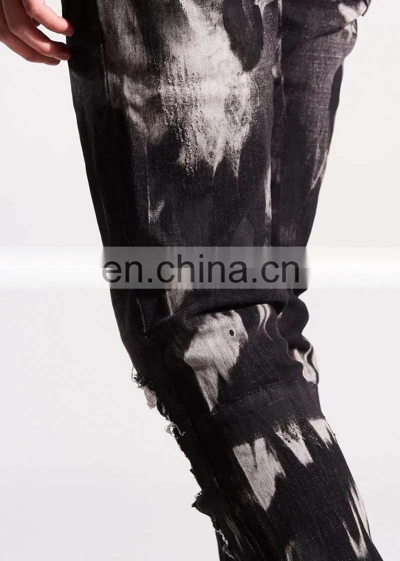 DiZNEW Skinny Jeans Ripped Destroyed Jeans Men Heavy Denim