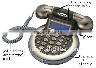 Antique telephone , old history phone with caller ID display