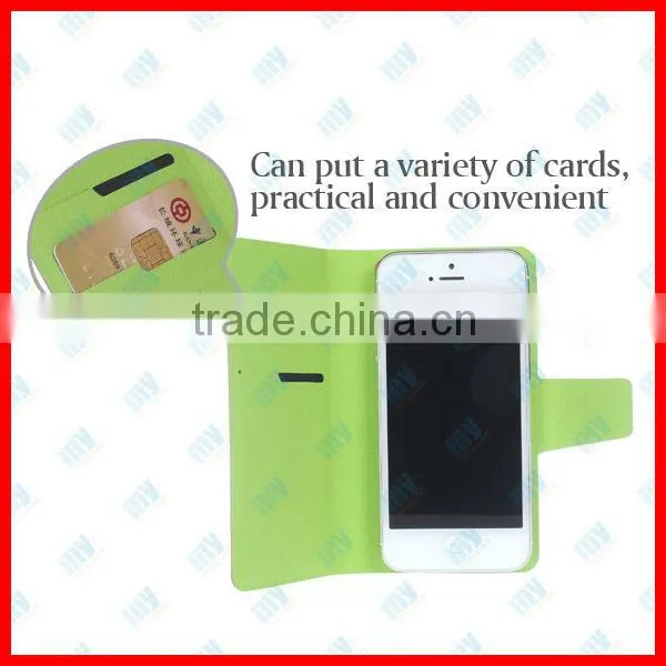 Wholesale Fashion Folio Wallet PU Leather Case With Sucker Inside Cover For Samsung Galaxy SIIII S4 i9500, Mix Color