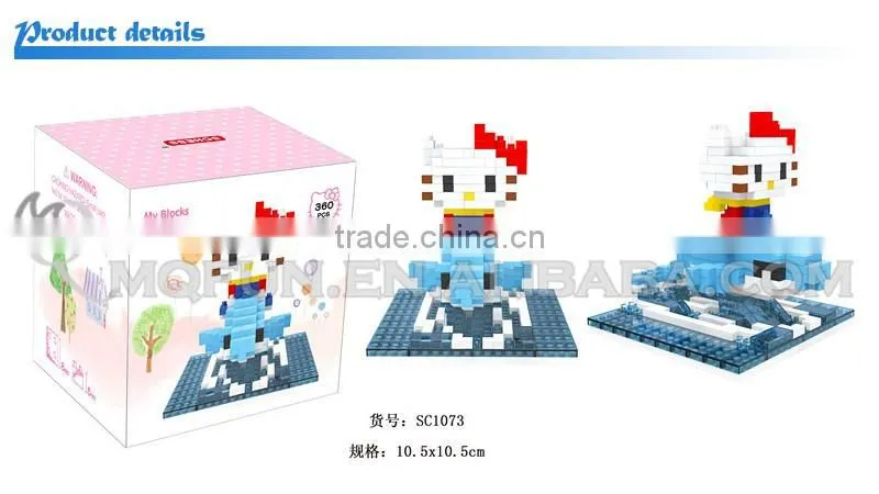 Mini Qute SC Kawaii 6 styles cartoon hello kitty KT cat diamond block plastic building block boys educational toy
