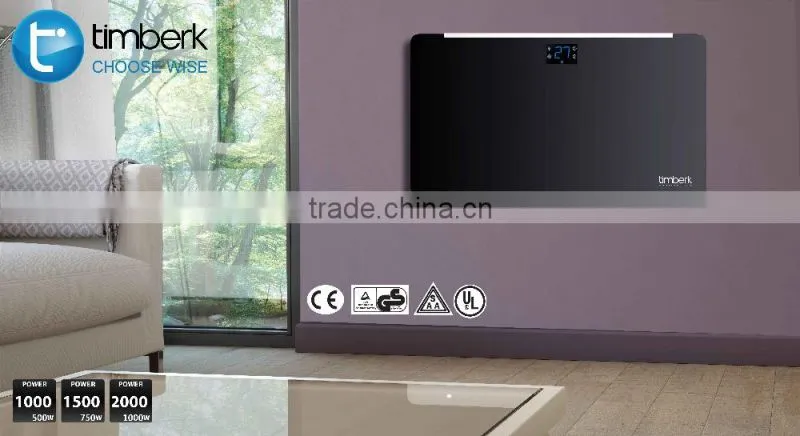 New product: black glass panel convector heater with LED panel and remote control