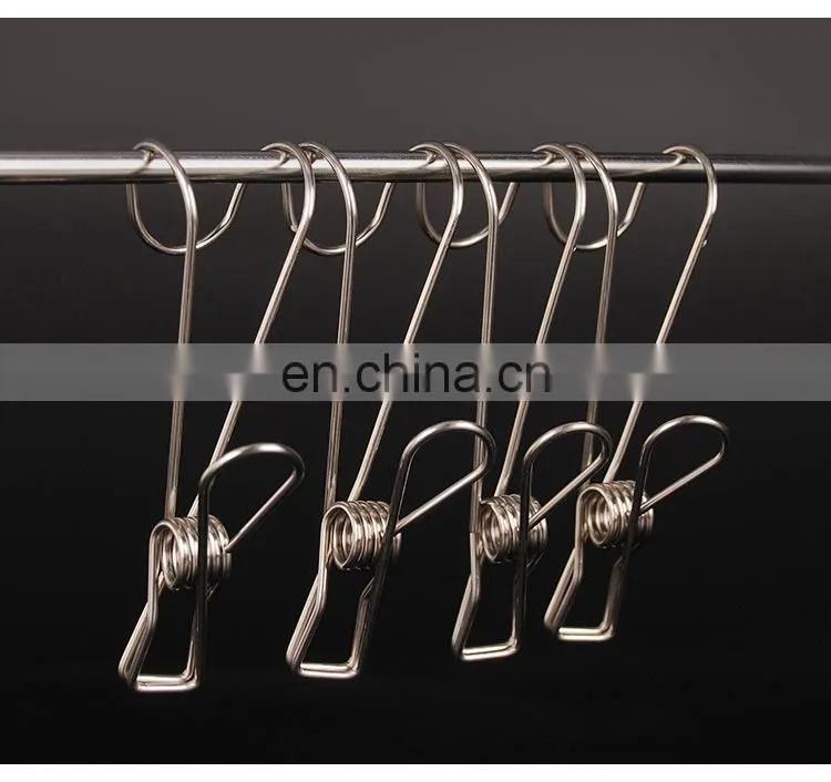 Home Storage Rack Laundry Chip Hooks Clothes Pegs Photo Clip Stainless Steel Clothespins Towel Chips Hook Laundry Storage Holder