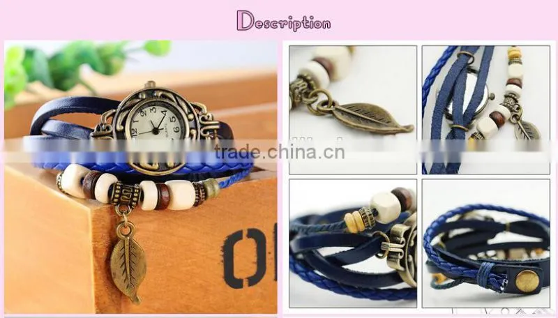 wholesale vintage ladies watch leaf bracelet