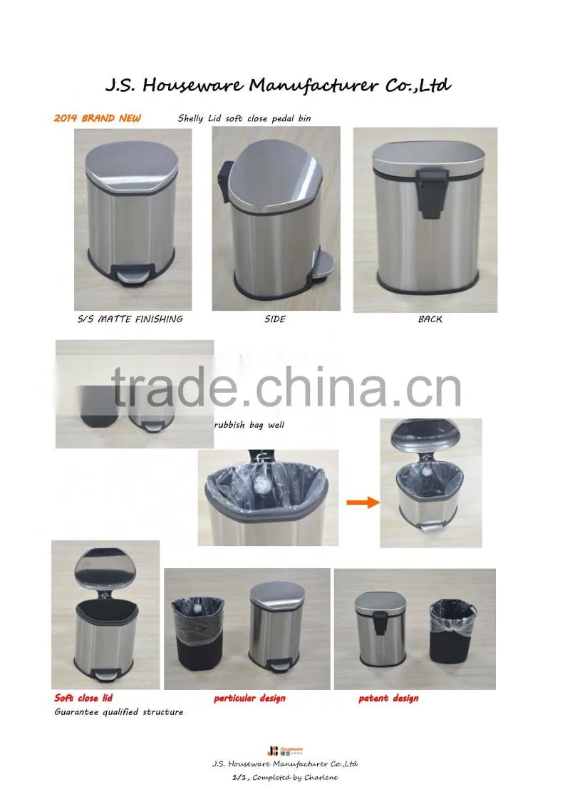 NEW Design Soft Close Stainless Steel Pedal Bin