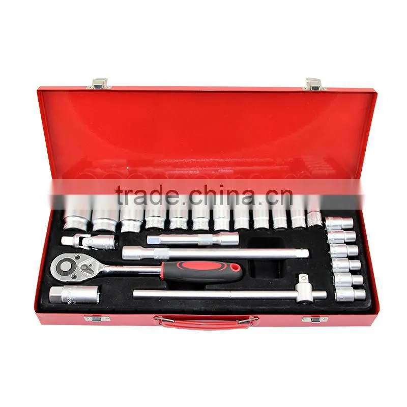 Popular in Thailand 24pcs socket set metal box 1/2" Screwdriver Socket Set Ratchet Bit Torx Hex Screw Driver
