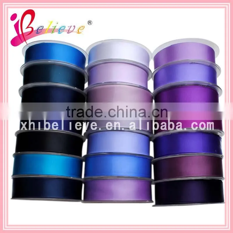 Top quality solid ribbon hot selling 100 yards roll purple ribbon pre made ornaments