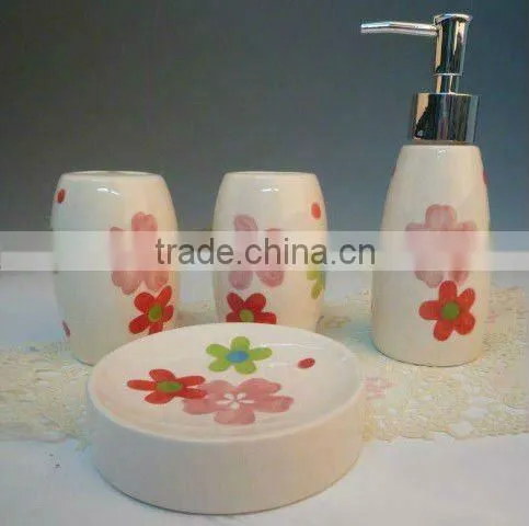 purple bathroom set,handmade ceramic bathroom sets,cute bathroom sets