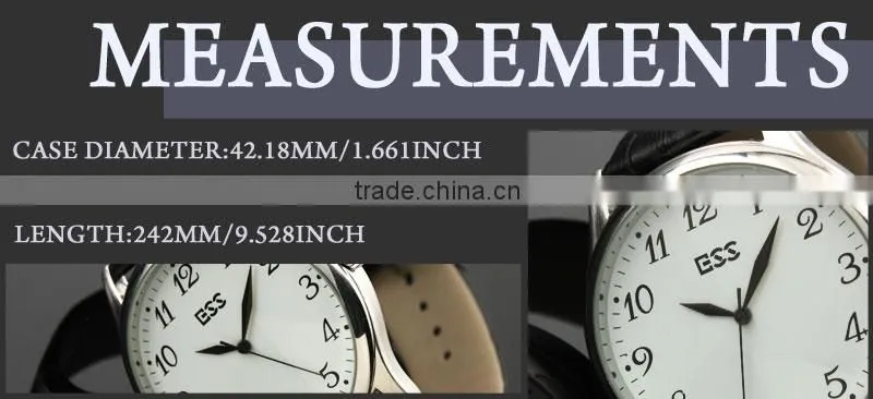 Men's Classic Black Leather White Quartz Man ESS Branded Watch WM265-ESS