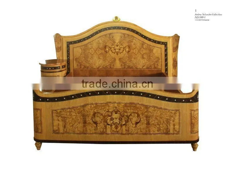 Classic bedroom furniture set royal style solid wood furniture king size bed for sale