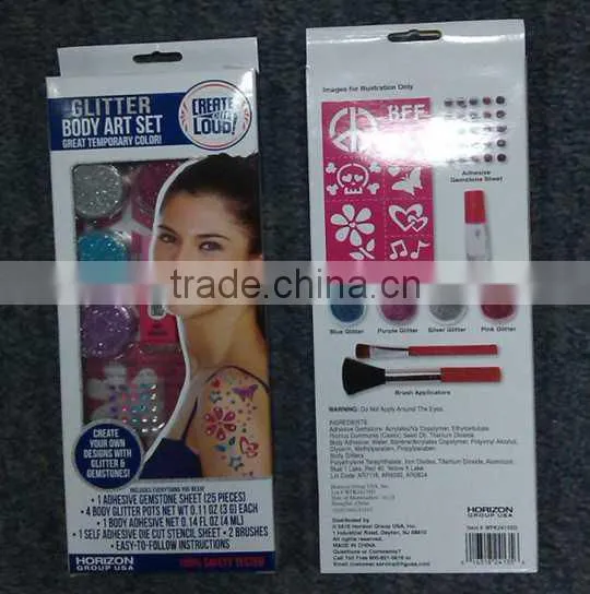 glitter body art set with tattoos