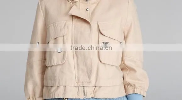 Ladies new fashion 3/4 sleeve bomber jacket
