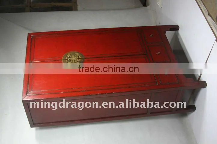 chinese antique red wooden two door two drawer wedding cabinet