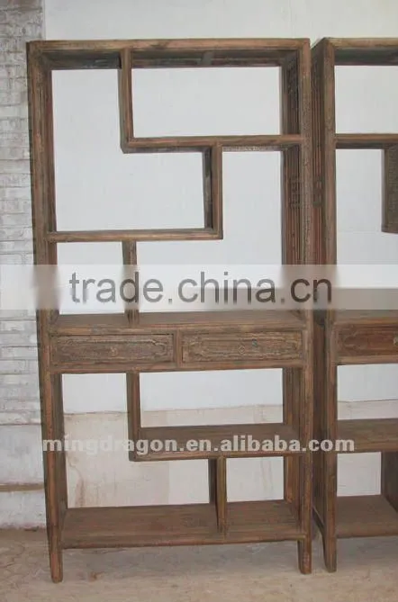 Chinese antique furniture elm wood bookshelf