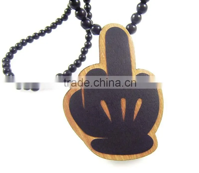 Men's gestures good Pendants Fashion Wood Hip Hop Rosary Chain Beads Necklaces