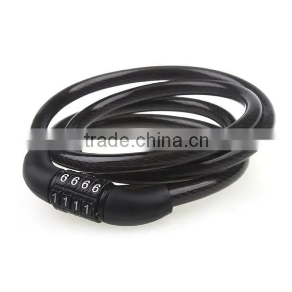 Durable Black Bike Bicycle 4 Digital Code Password Combination Lock Cable