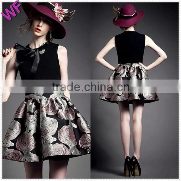 2015 New Floral Printing tutu A line latest dress designs