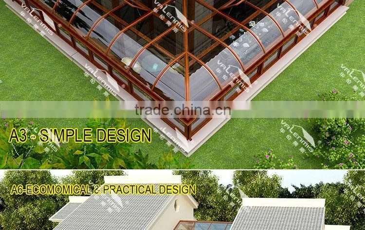 Luxurious triangle roof aluminum alloy sun room/glass house/greenhouse more change