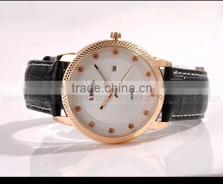 Stainless steel Automatic Leather Strap Men Wrist Watch