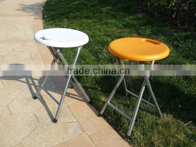 Strong and durable 45H metal leg and plastic round folding stool