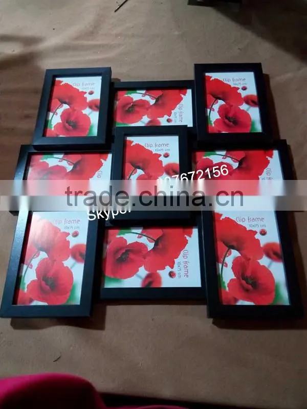 wholesale handmade 9 openings Wood MDF collage photo frame