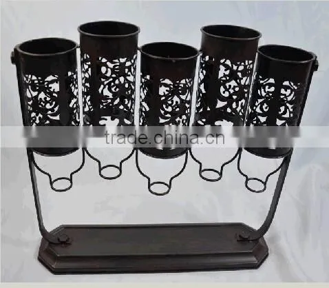 French vintage style bottle shaped metal wine bottle holder