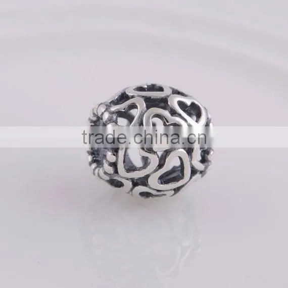 925 Sterling Silver Open Your Heart Openworks Charm Bead For European Beads Bracelets