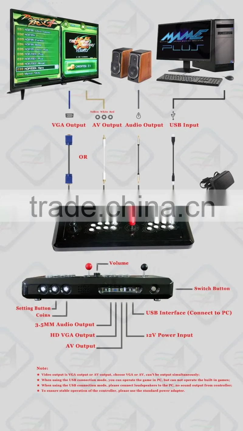 Arcade Controller Joystick Kit Pandora Box 4 hd 645 in 1 Multi Game Board Fight Stick to TV PC 2 Players USB Arcade Controller