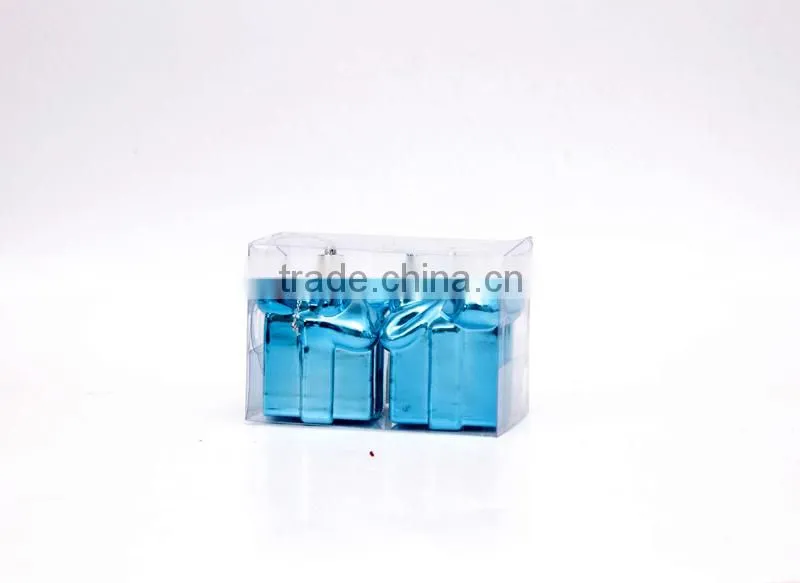 PLASTIC CHRISTMAS ORNAMENTS 2PK 70MM GIFT BOX SHAPED ORNAMENTS