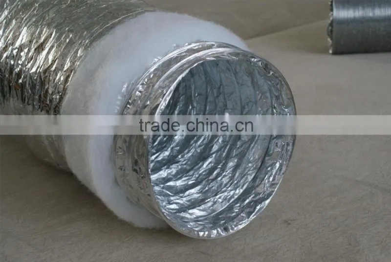 double foil insulated aluminum flexible air duct with 16Kg/m3 glass fiber