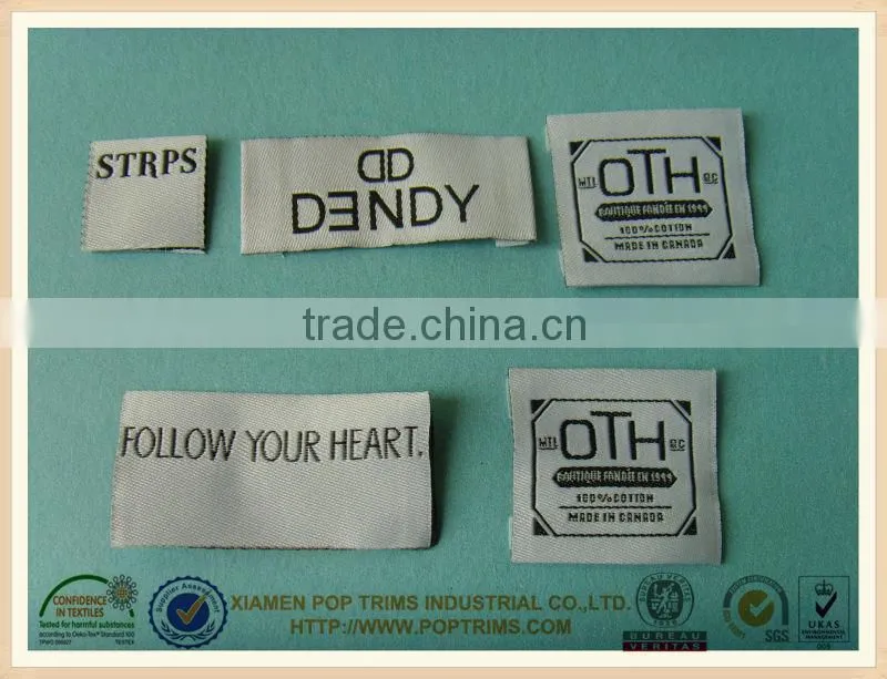 Famous woven logos for clothing label tags