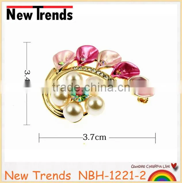 Wholesale fashion painting pearl rhinestone brooch