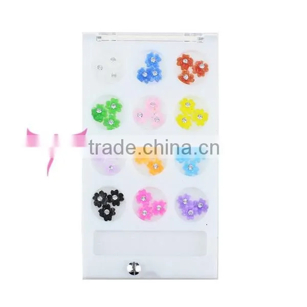 Easam hot new 12 Space plastic flower design nail art decoration box welcome OEM/ODM