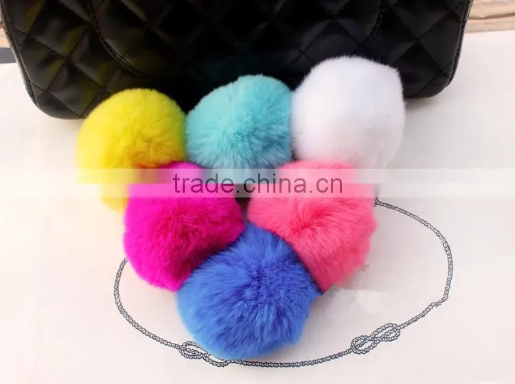 Dye Fur Pompoms / Real Rex Rabbit Fur Pom Pom Wholesale / Fur Pom Keychain