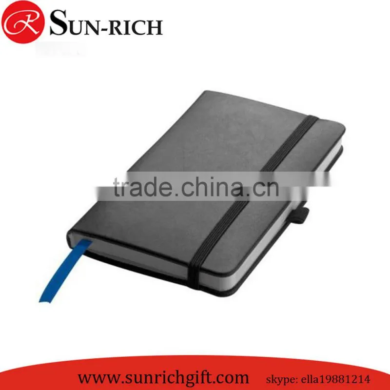 Custom logo A5 leather notebook with elastic and ribbon book