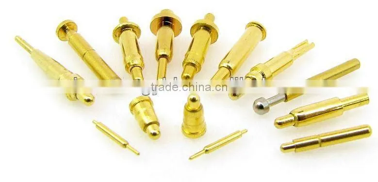 Brass, gold-plated Plunger Pogo Pin Connector, spring loaded pogo pin